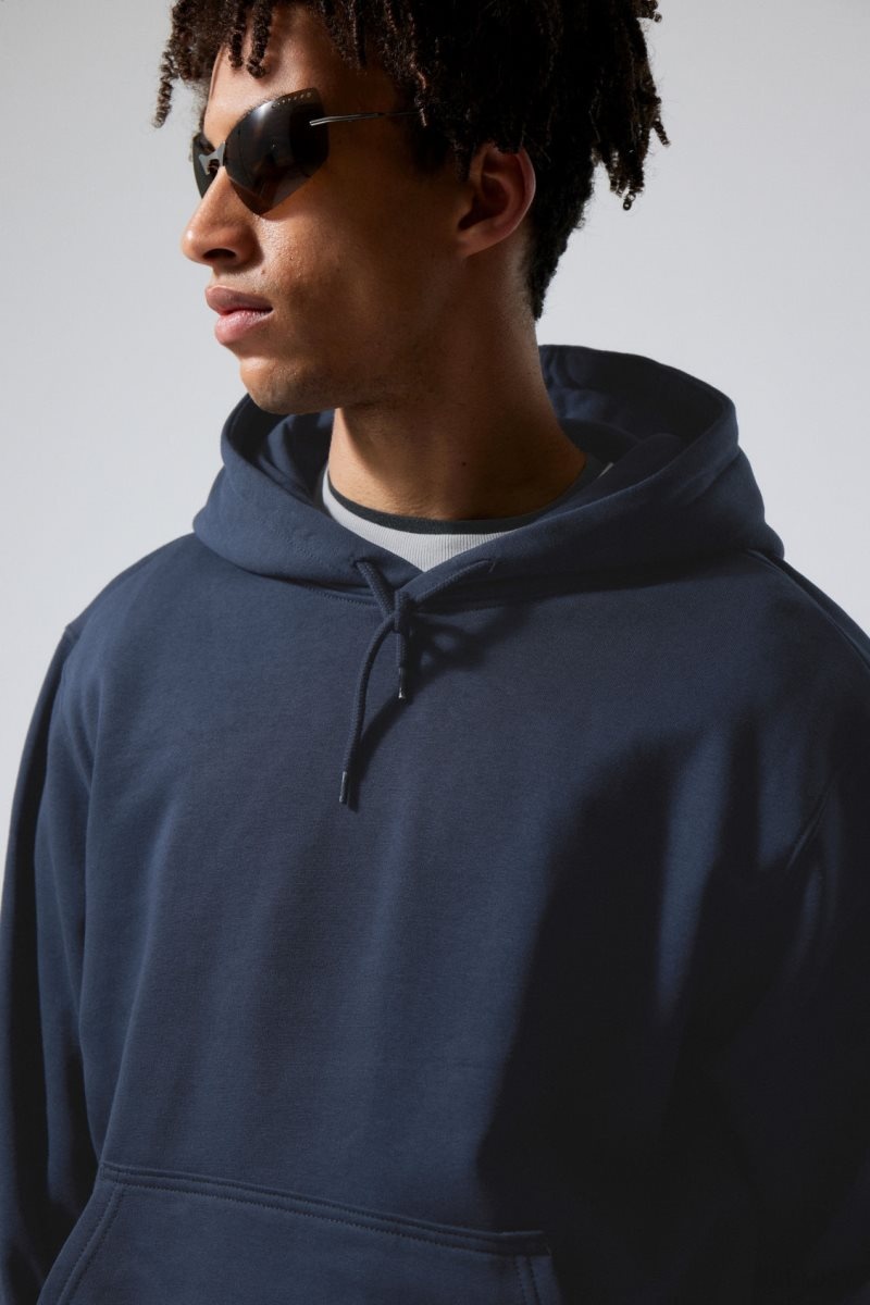 Weekday Standard Midweight Hoodie Sötétkék | CBDT8273