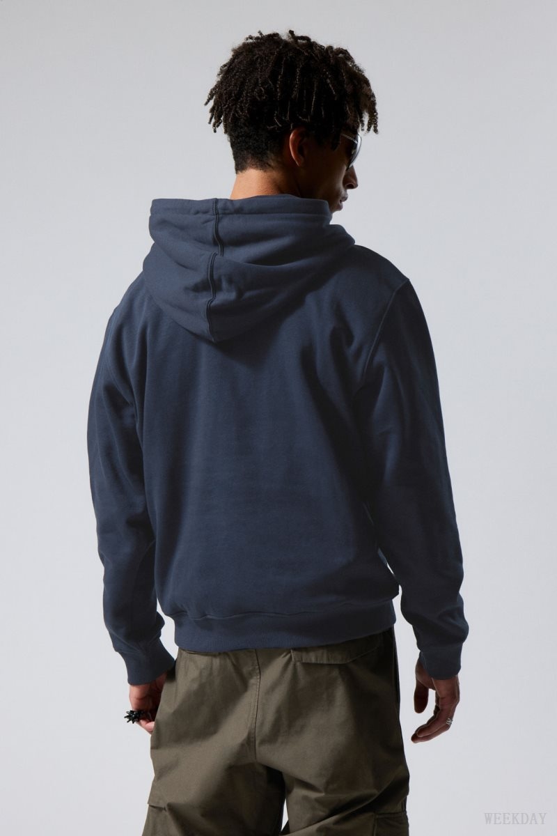 Weekday Standard Midweight Hoodie Sötétkék | CBDT8273