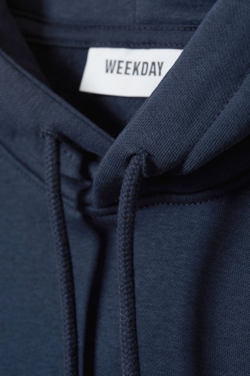 Weekday Standard Midweight Hoodie Sötétkék | CBDT8273