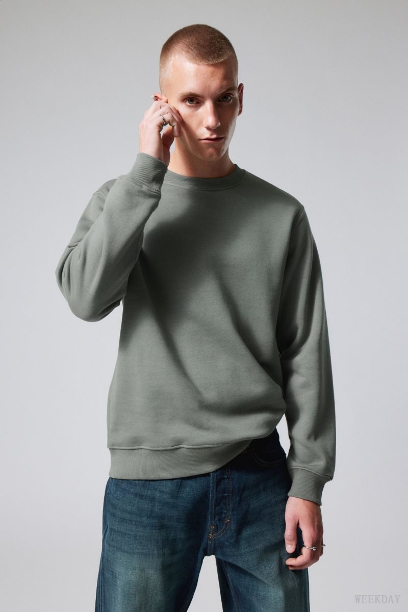 Weekday Standard Midweight Sweatshirt Khaki | GRZC7673