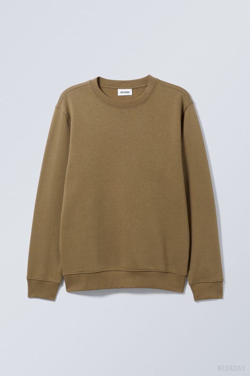 Weekday Standard Midweight Sweatshirt Khaki | WRDU6564