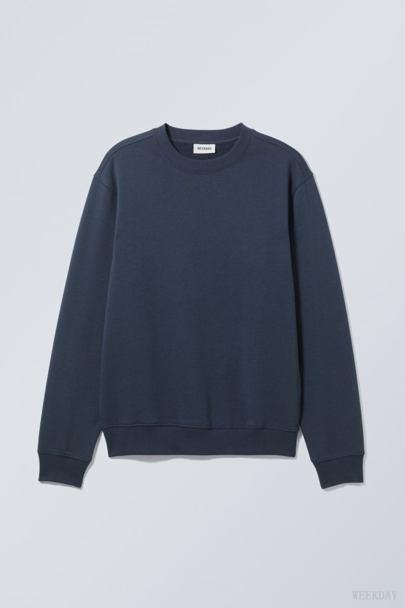 Weekday Standard Midweight Sweatshirt Sötétkék | PHJP4597