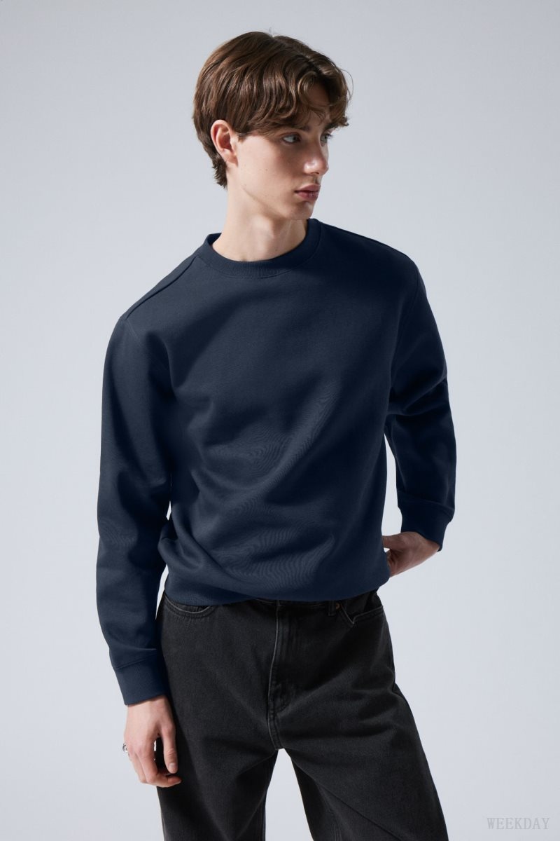 Weekday Standard Midweight Sweatshirt Sötétkék | PHJP4597