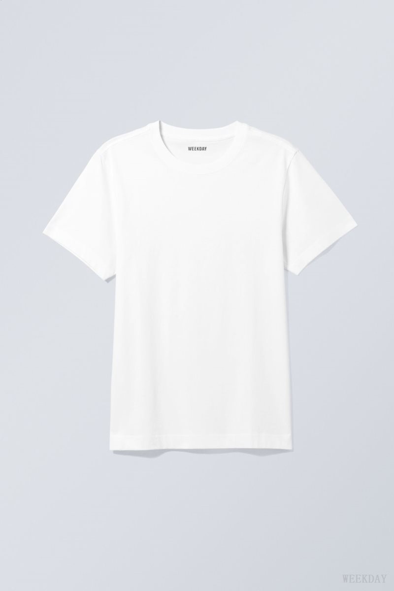 Weekday Standard Midweight T-shirt Fehér | FJAM4099