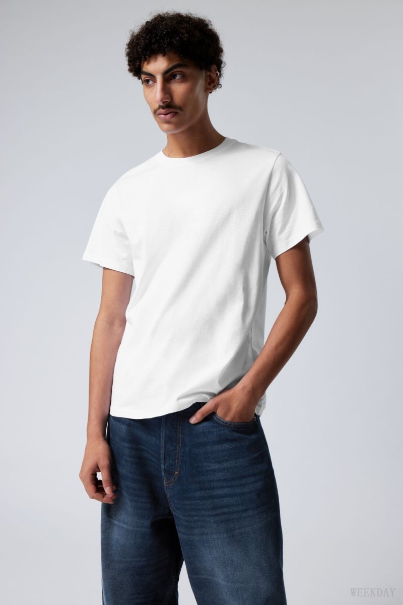 Weekday Standard Midweight T-shirt Fehér | FJAM4099