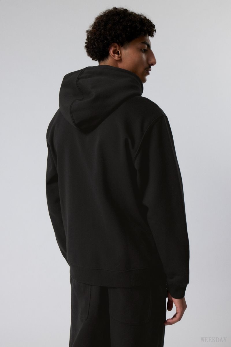 Weekday Standard Midweight Zip Hoodie Fekete | JLGS4047