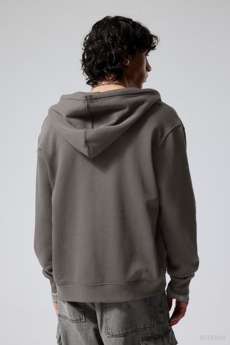 Weekday Standard Midweight Zip Hoodie Sötétszürke | SUOS2320