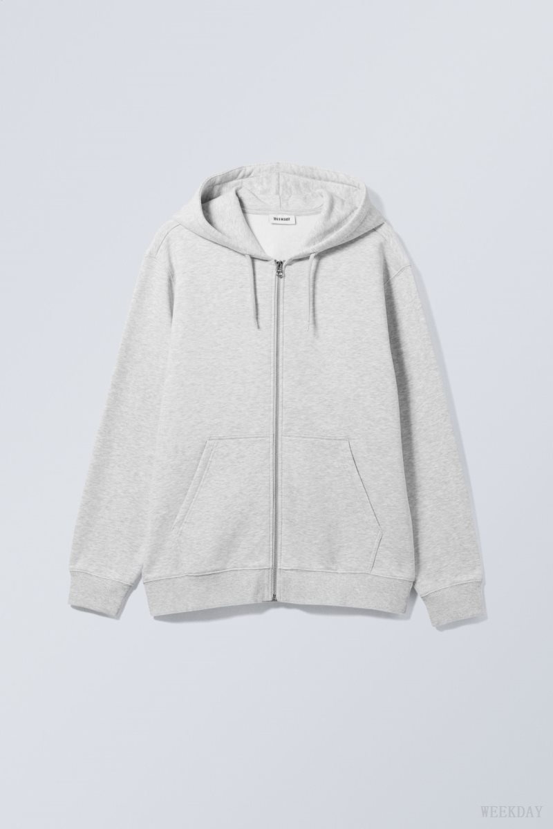 Weekday Standard Midweight Zip Hoodie Szürke | YTOJ5510