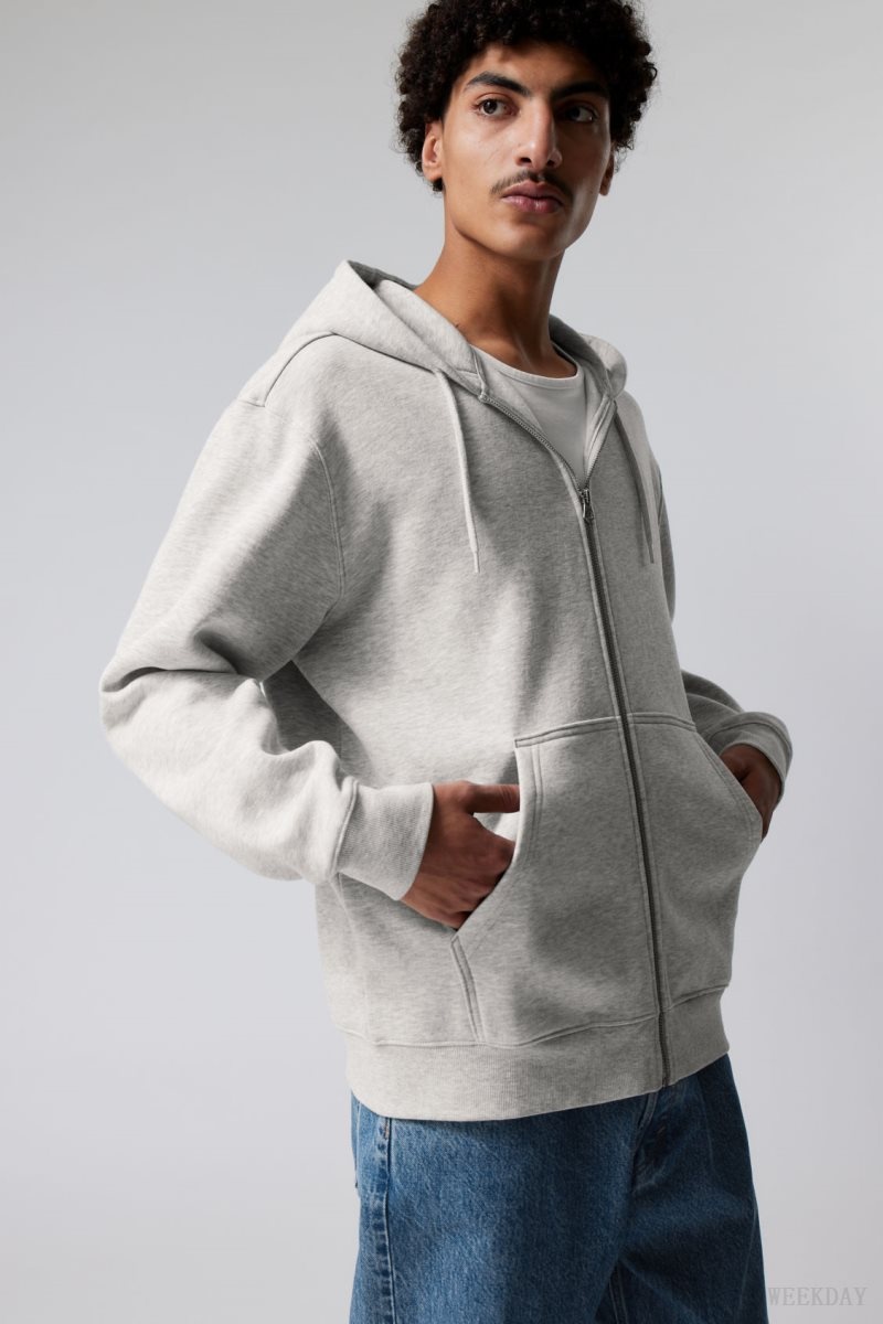 Weekday Standard Midweight Zip Hoodie Szürke | YTOJ5510