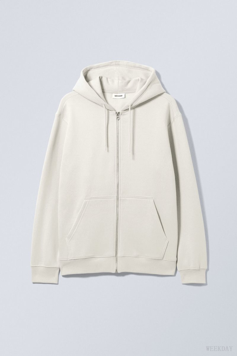 Weekday Standard Midweight Zip Hoodie Világos Szürke | FNFB6978