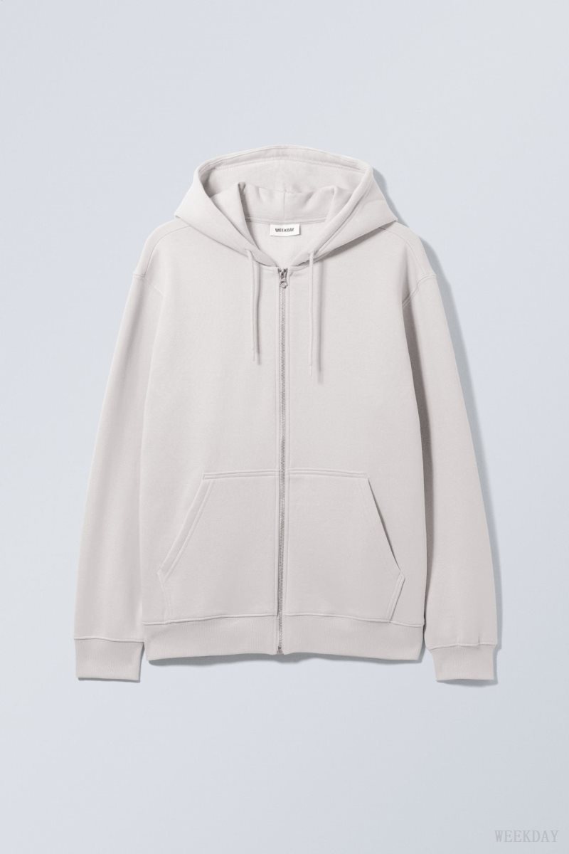 Weekday Standard Midweight Zip Hoodie Világos Szürke | DKDG1897