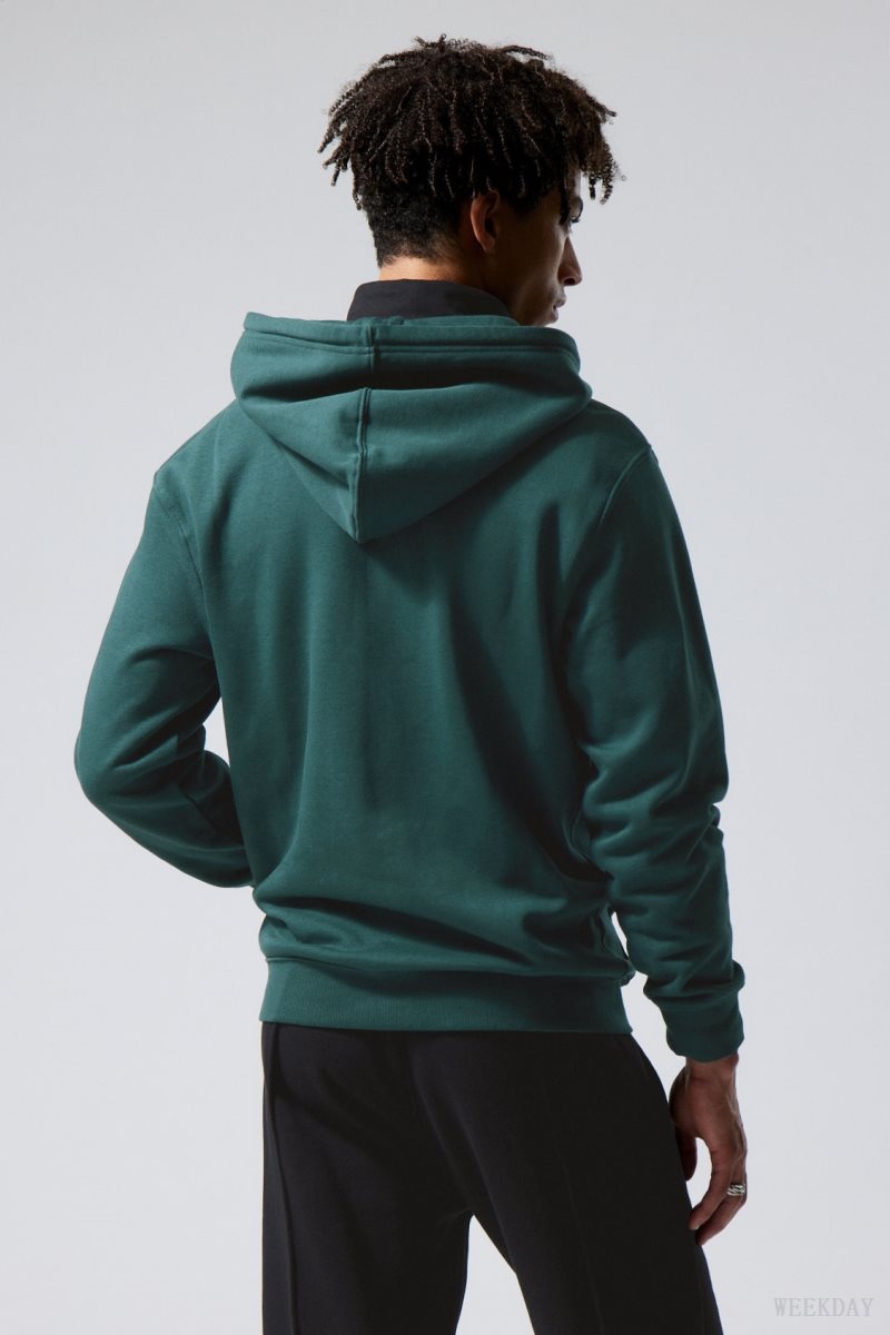 Weekday Standard Midweight Zip Hoodie Zöld | JQCQ0294