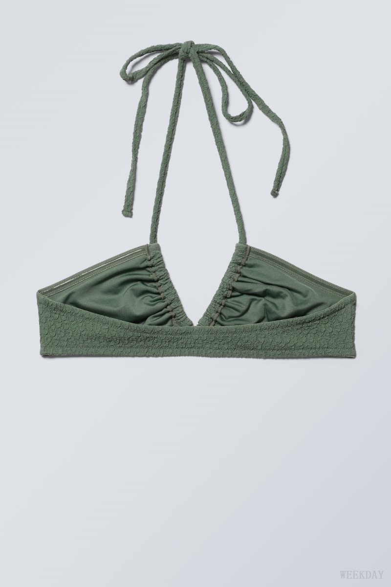 Weekday Structured Bikini Top Khaki | XOPN9653