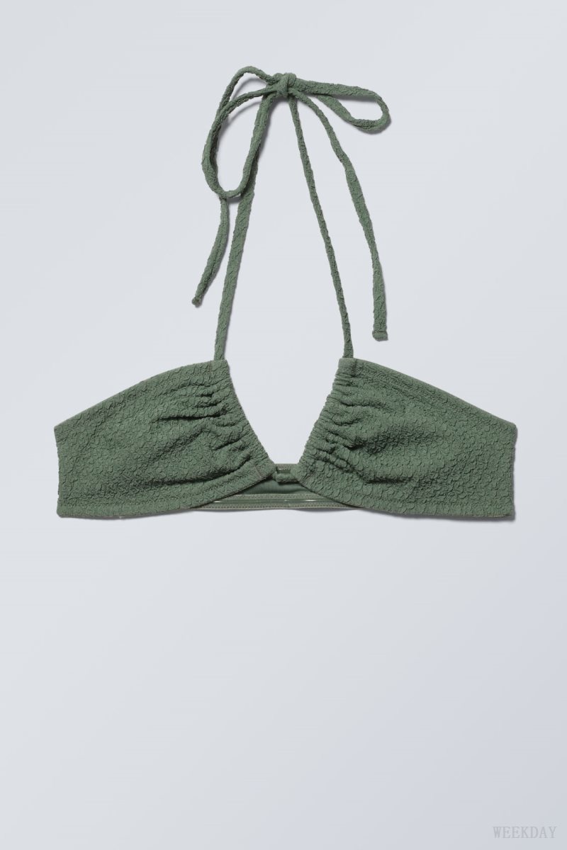 Weekday Structured Bikini Top Khaki | XOPN9653