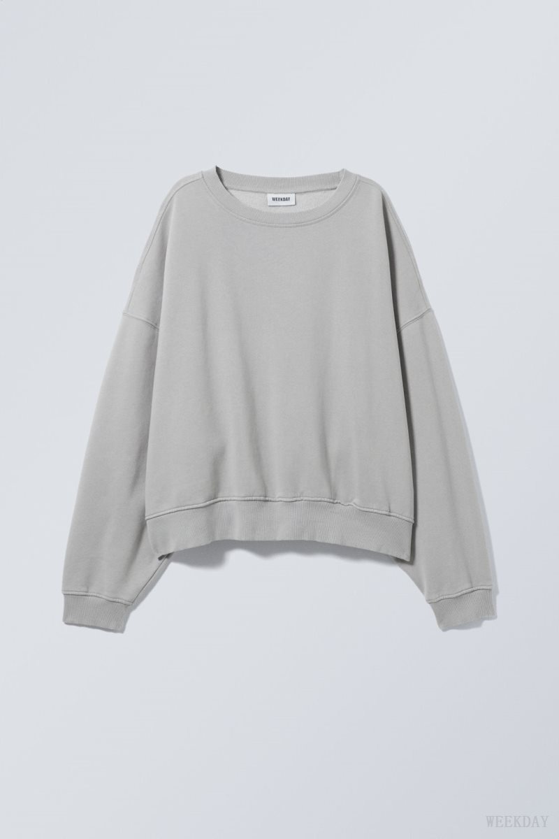 Weekday Széles Cipő Heavyweight Sweatshirt Világos Szürke | ARYC0636