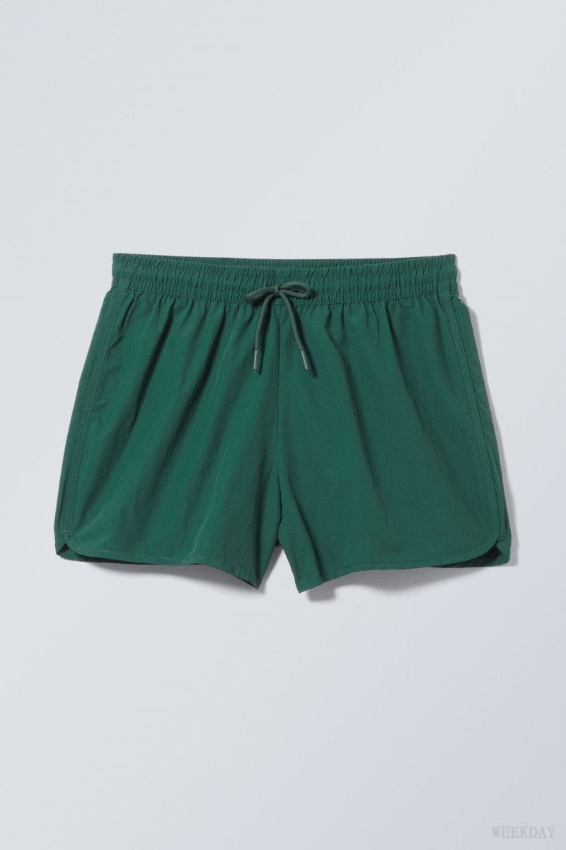 Weekday Tan Structure Swim Shorts Sötétzöld | CLMS7867