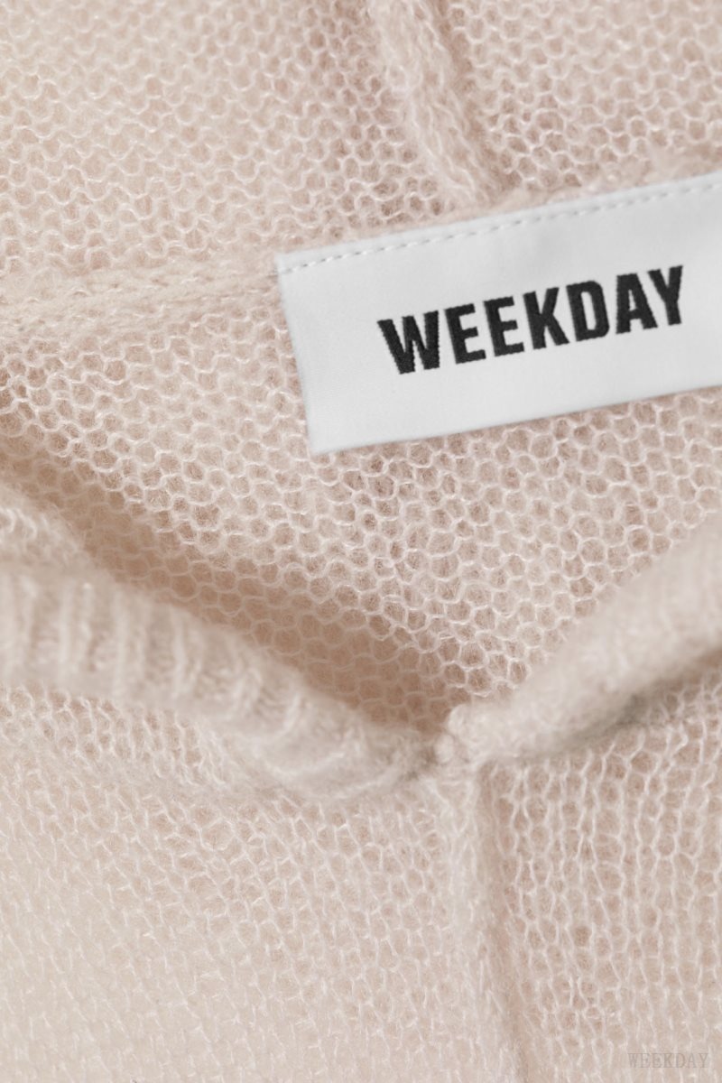 Weekday Terri Gyapjú Blend Sheer Knit Hoodie Világos Szürke | AJXN0156