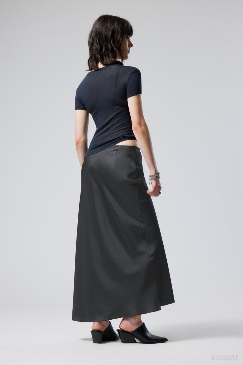 Weekday Trace Pull On Satin Skirt Fekete | MCAD6659