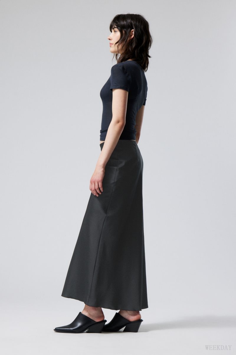 Weekday Trace Pull On Satin Skirt Fekete | MCAD6659