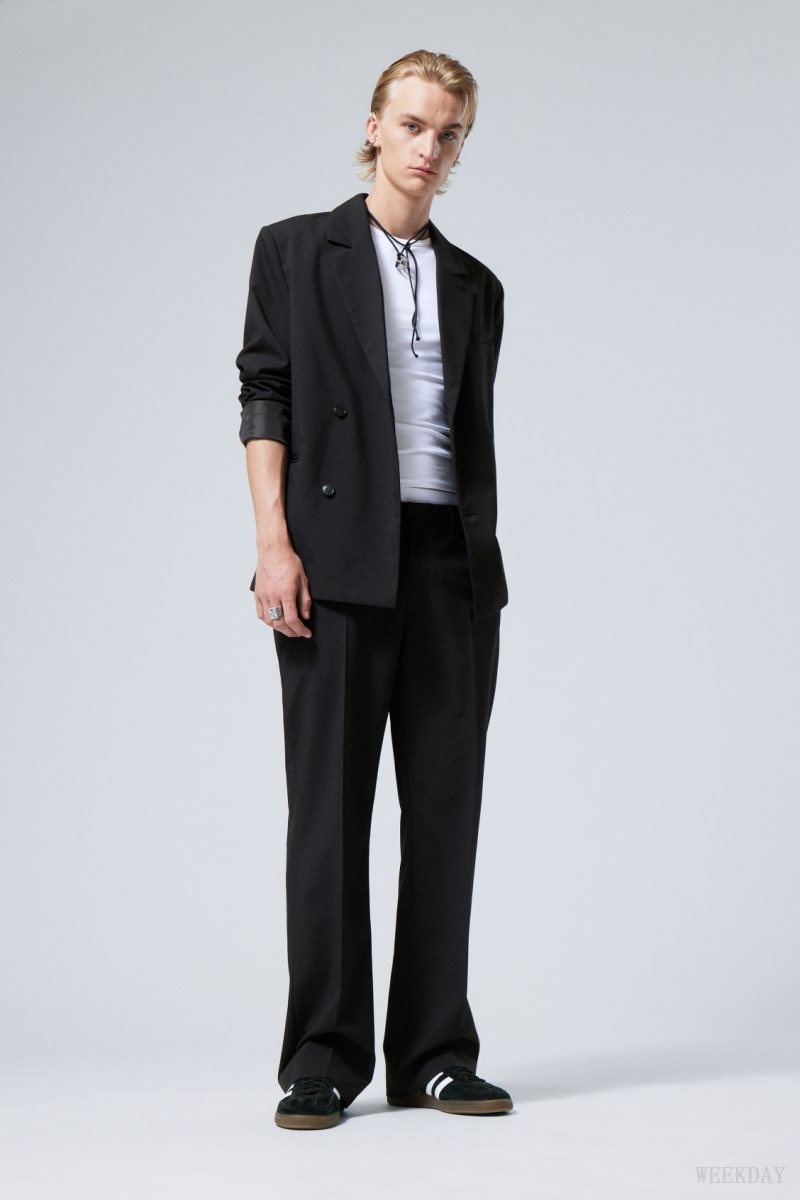 Weekday Travis Low Derekú Suit Trousers Fekete | XYUA6669