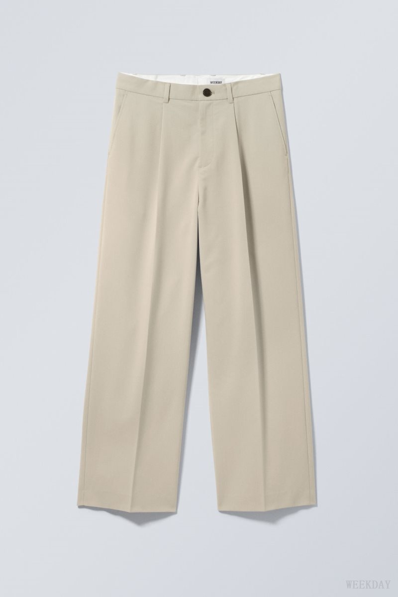 Weekday Uno Loose Suit Trousers Bézs | ELHY3068