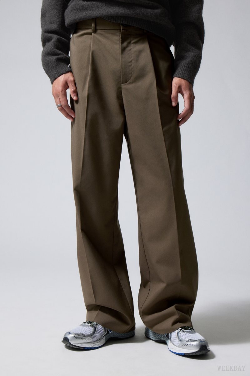 Weekday Uno Loose Suit Trousers Sötét | KJTI4754