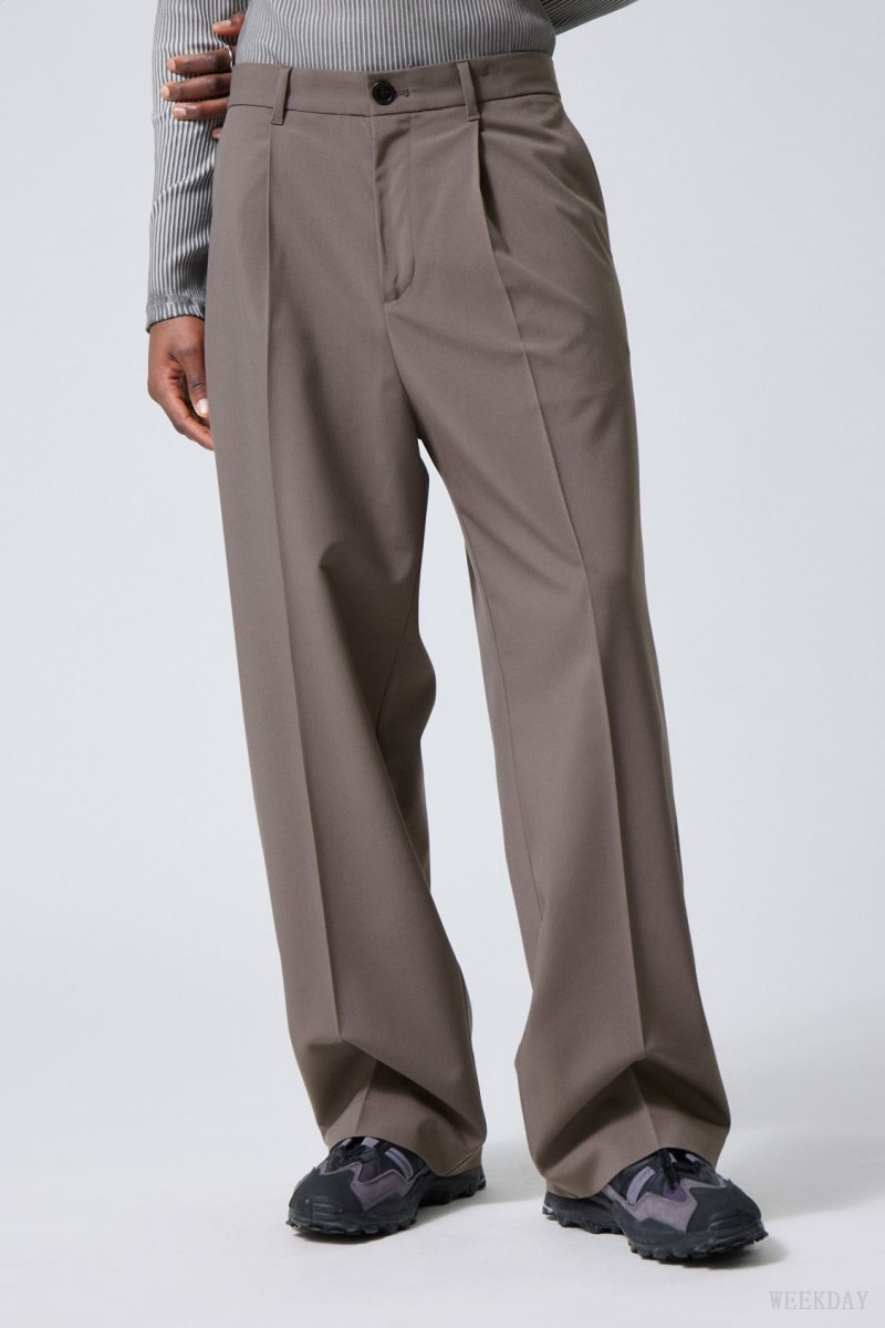 Weekday Uno Loose Suit Trousers Sötét | RFQJ6664