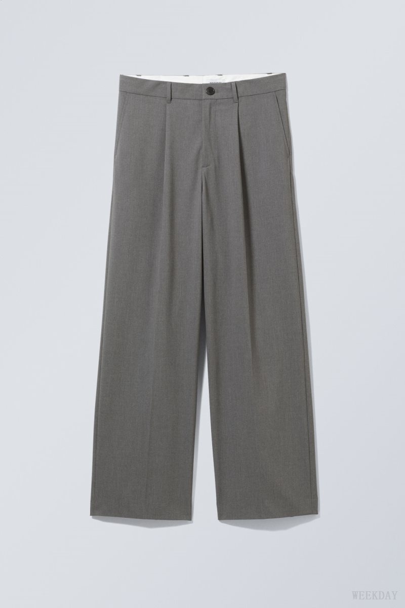 Weekday Uno Loose Suit Trousers Sötétszürke | AFBT6123