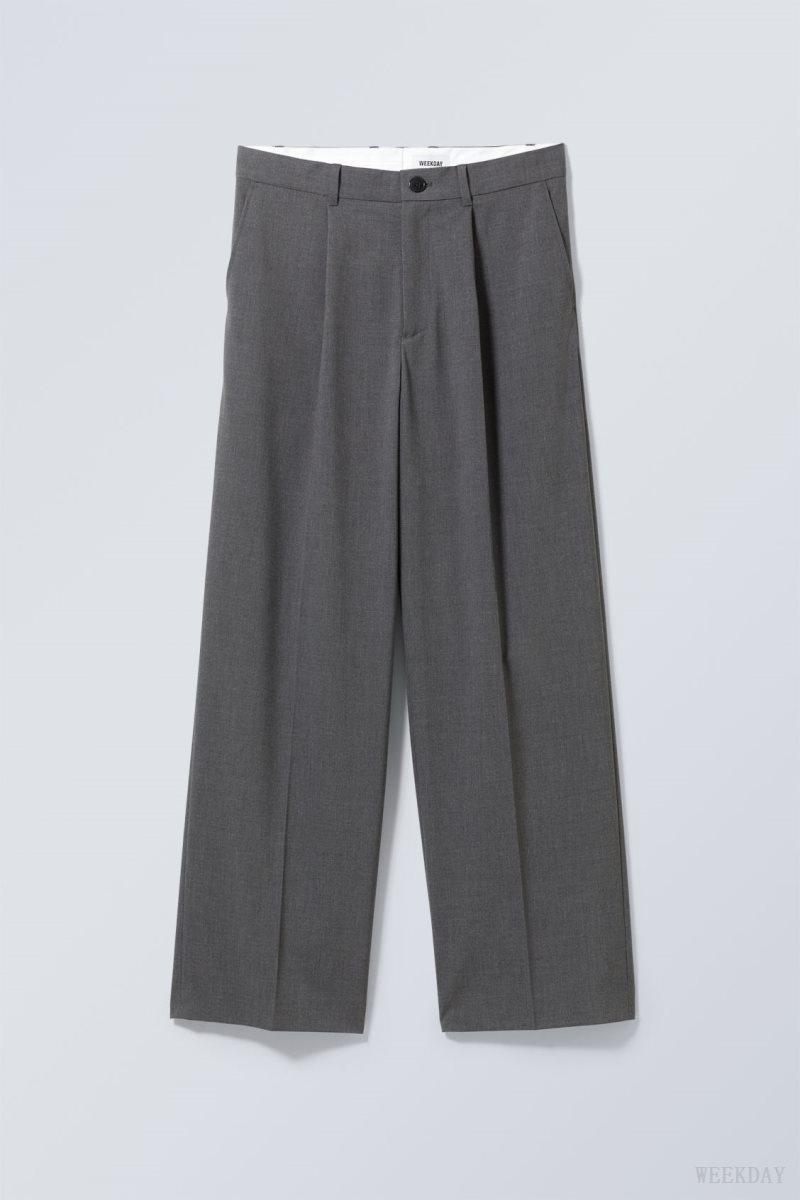 Weekday Uno Loose Suit Trousers Szürke | VVCU9062