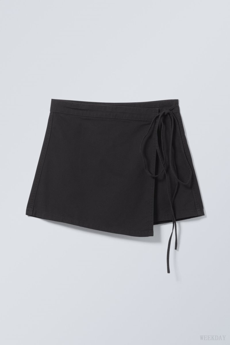 Weekday Wrap Mini Skirt Fekete | NWZC4049