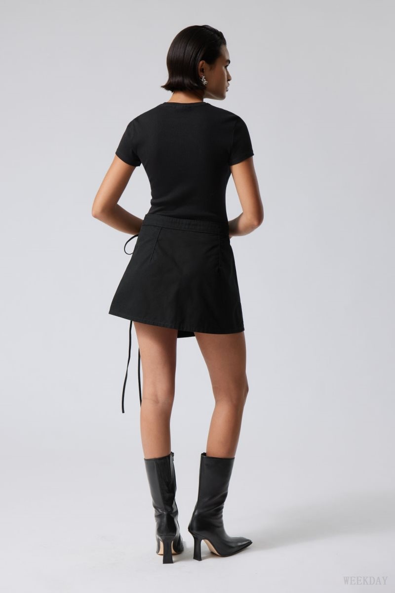 Weekday Wrap Mini Skirt Fekete | NWZC4049