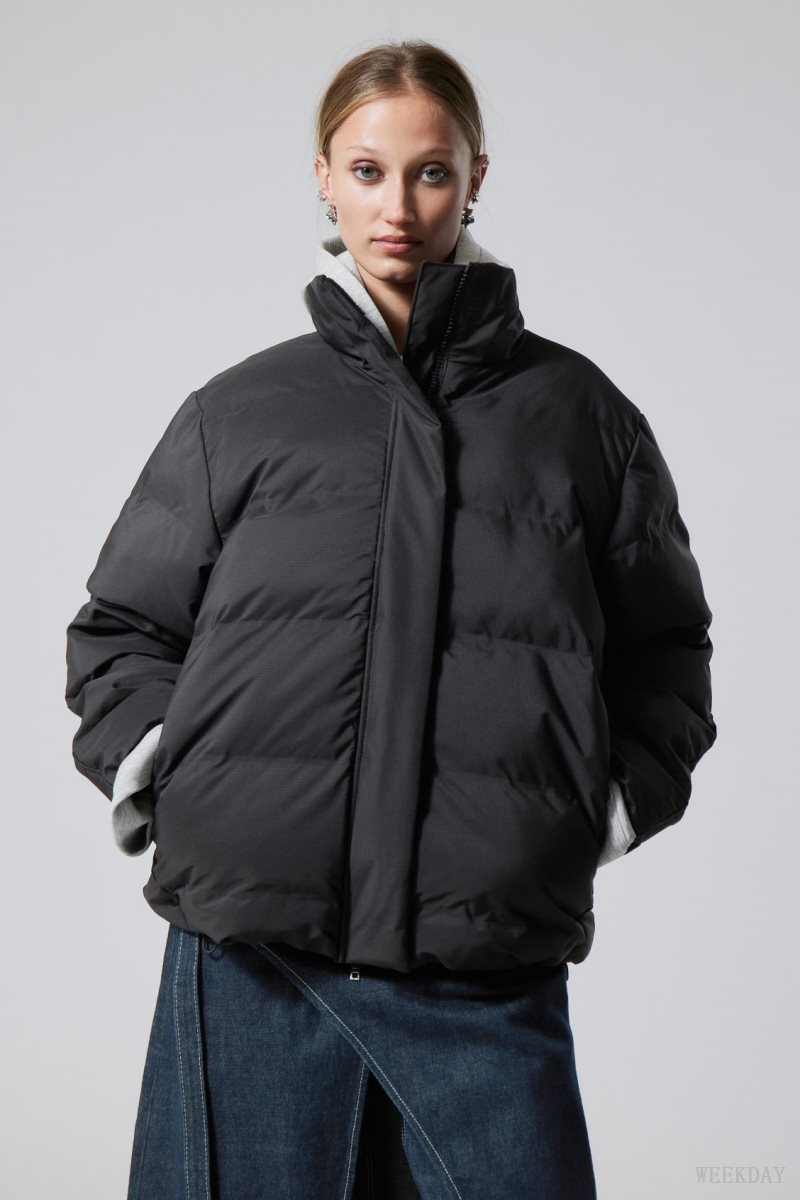 Weekday Xena Puffer Jacket Fekete | GFEG4924