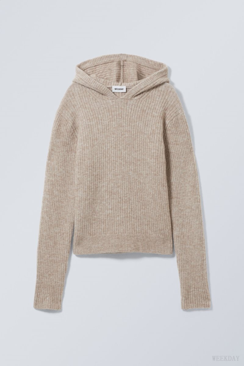 Weekday Zuri Knit Hoodie Világos | UUBU6990