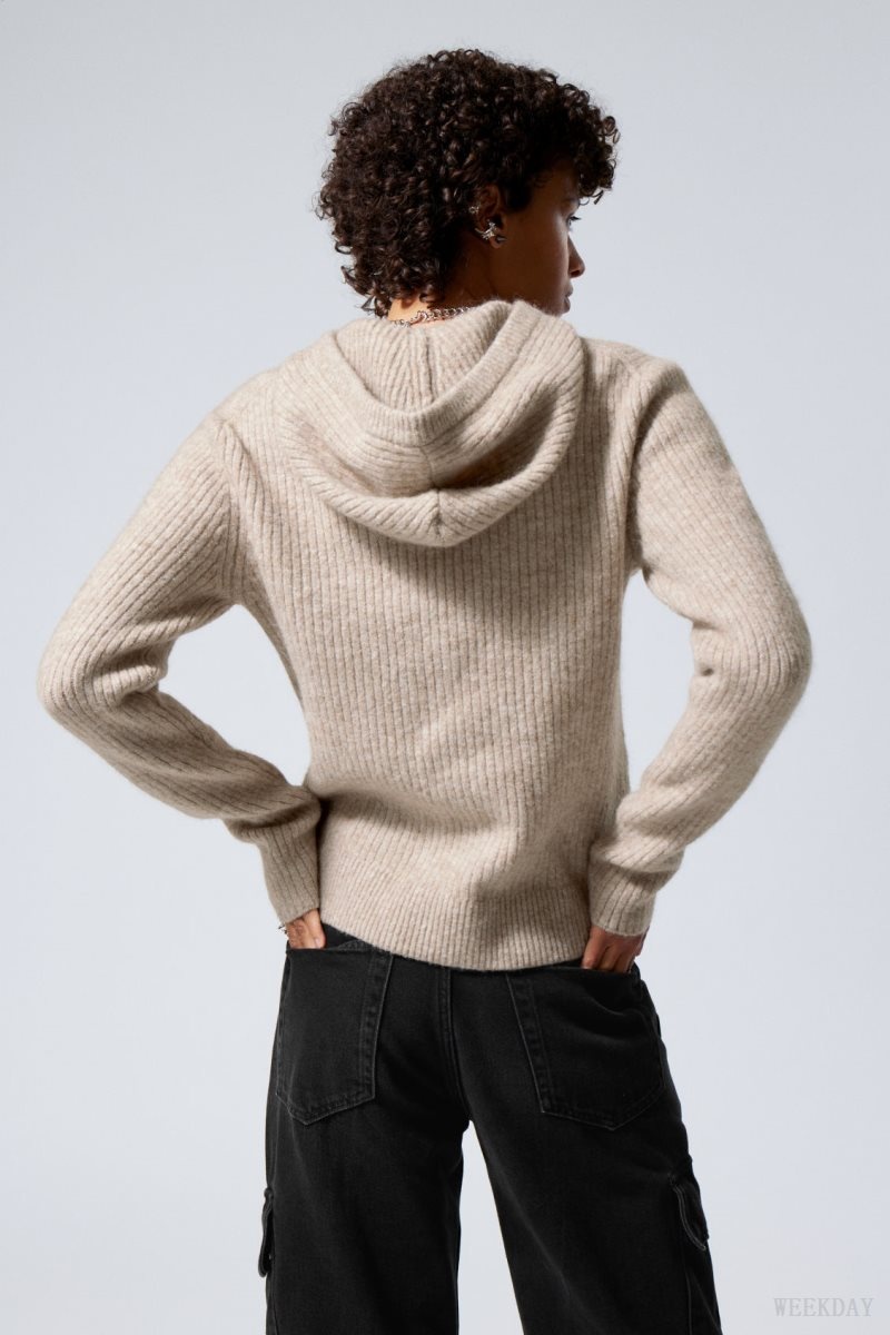 Weekday Zuri Knit Hoodie Világos | UUBU6990